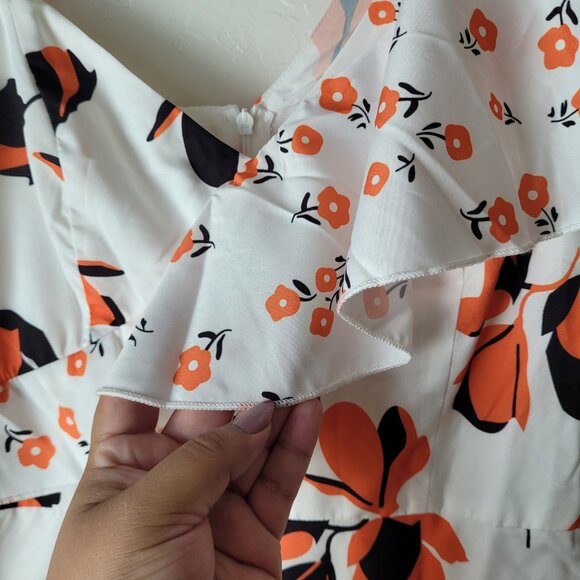 Double Crazy Floral Flutter Shoulder Dress - Picture 7 of 10